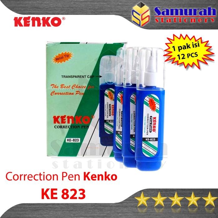 

Correction Pen Kenko Ke-823 Metal Tip / Tip-Ex Cair KE 823 Biru 1 Box isi 12 pcs / Tipe X Fluid