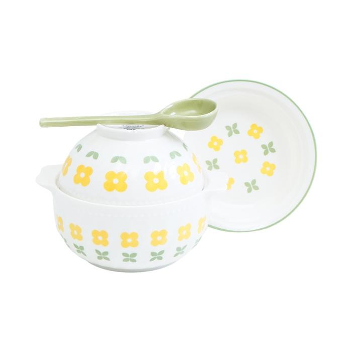 Informa Appetite Tetsu Set Mangkuk Saji Serbaa & Sendok Flower - Hijau Mangkok Makanan Food Wadah