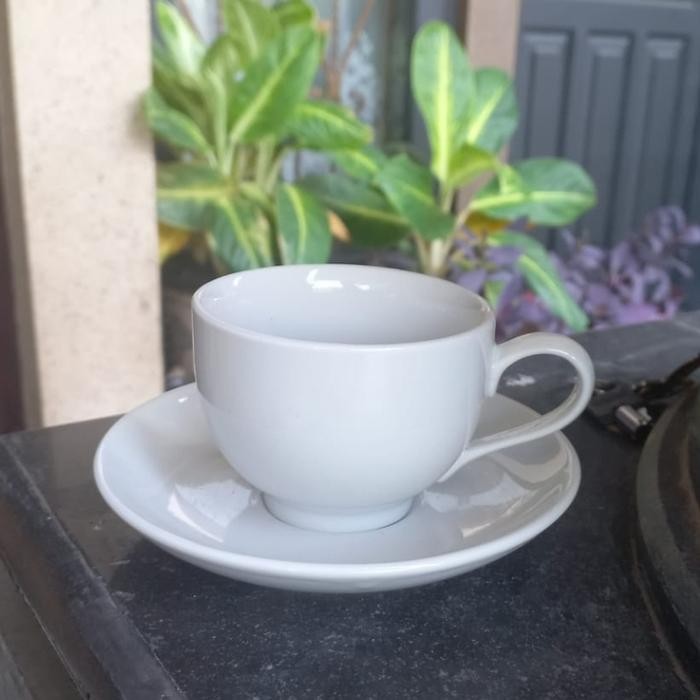 Cangkir keramik SANGO warna putih polos isi 12 pcs/set