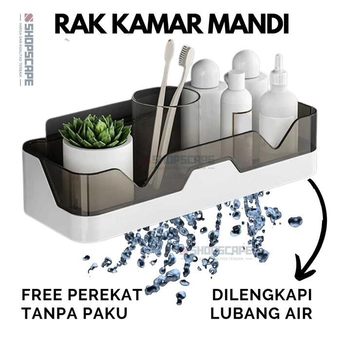 Rak Kamar Mandi Tempel Dinding Tempat Sabun Perlengkapan Mandi Plastik