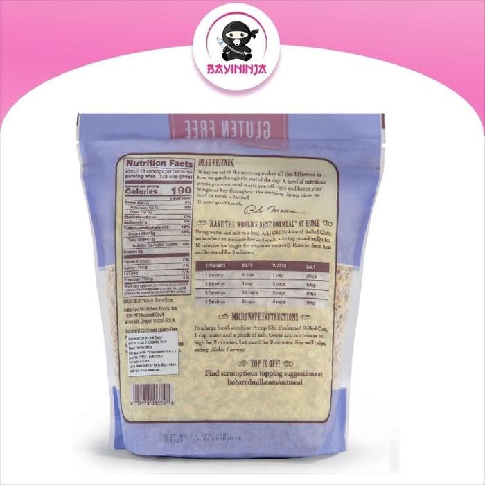 

Ger BOBS RED MILL Gluten Free Old Fashioned Rolled Oats Whole Grain 907 g