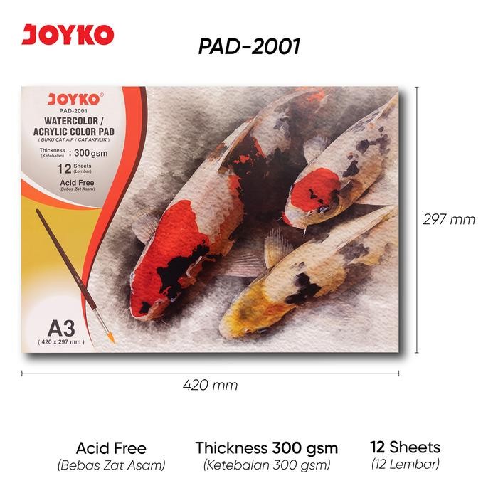 

Joyko Watercolour Book Pad Acrylic A3 Professional 300Gsm / Buku Cat Air A3 Akrilik Poster Gambar