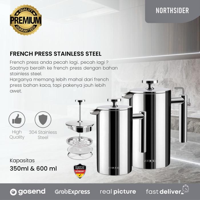 Kedai Asmara French Press Kopi Teh Full Stainless Steel 350Ml & 600Ml Anti Pecah