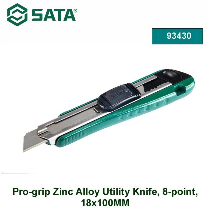 

Pisau Cutter Utilitas 93430 Pro-Grip Zinc Alloy Utility Knife, 8-point, 18x100MM Sata Tools