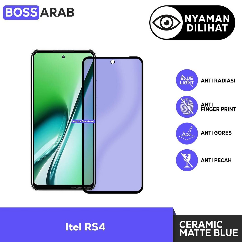 Tempered Glass Blue Untuk Itel RS4 | Ceramic Film Matte Anti Radiasi