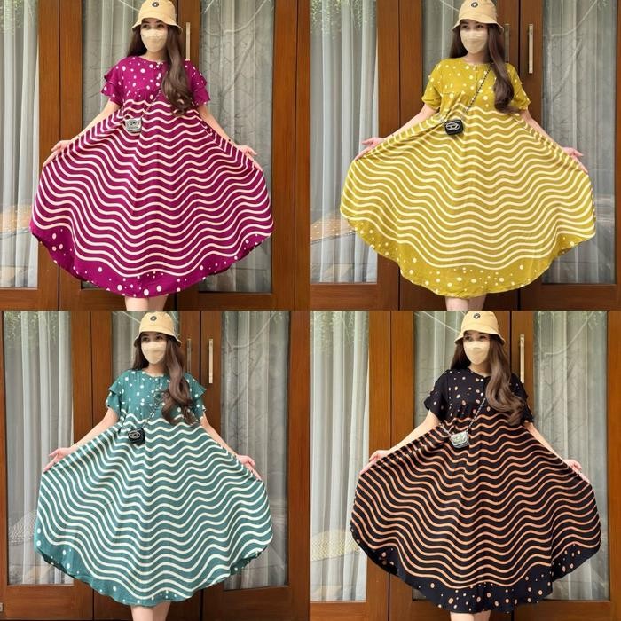 Daster Klok Belinda Mewah Jumbo Bahan Rayon Busui kancing