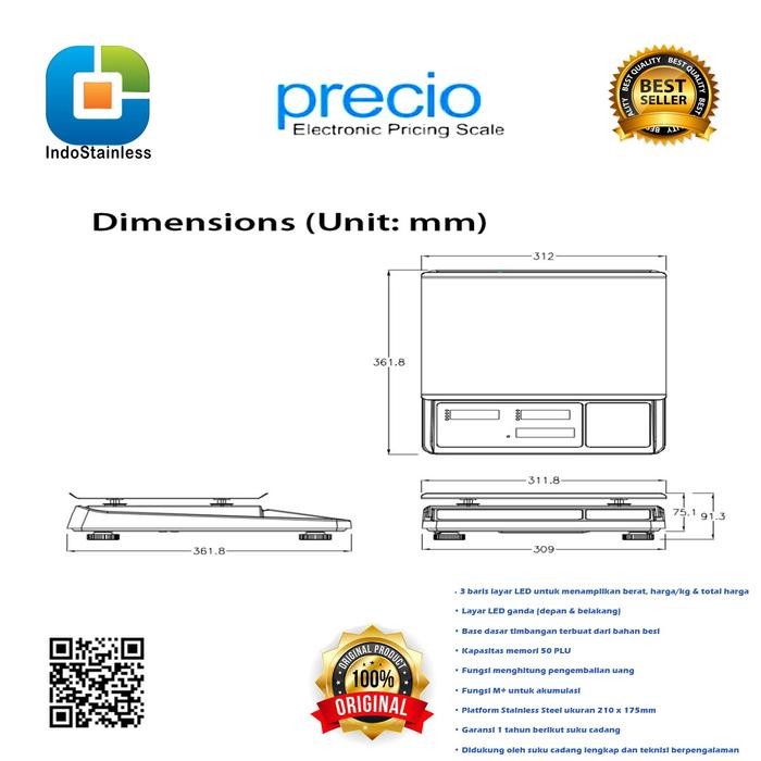[Timbangan Digital] Precio Timbangan Digital Precise Scale 30 Kg Gratisongkir