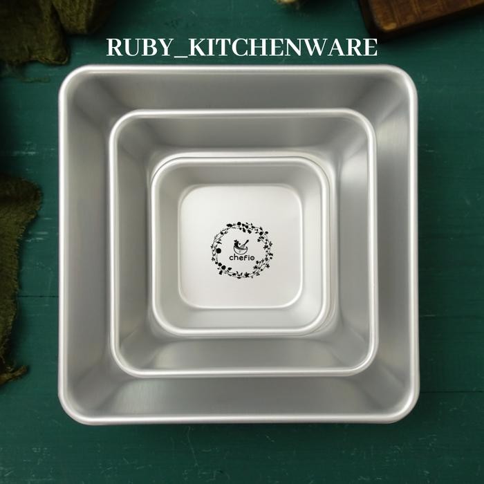 Chefio Loyang Kotak Aluminium Tanpa Sambungan Press / Bolu Cake Lapis