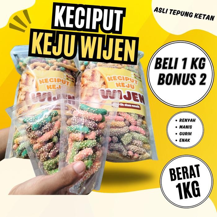 

(BELI 1 KG BONUS 2)Keciput keju wijen ketan asli kemasan 1 kilo Snack Cemilan Makanan wijen kaleng