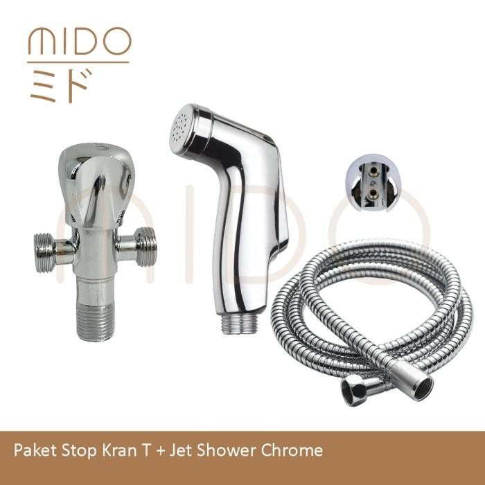 Paket Kran shower cabang 2 + Toilet Jet Shower Bidet Kloset Putih