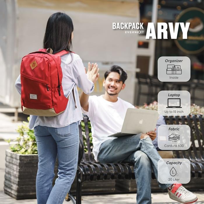 EVERNEXT - Tas Ransel Laptop Wanita Backpack Arvy Tas Kuliah Wanita Tas Outdoor