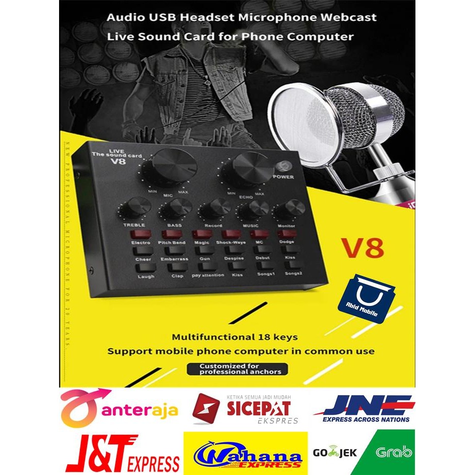 Sound card V8 Mixer SoundCard V8 MIXER Audio USB External Soundcard