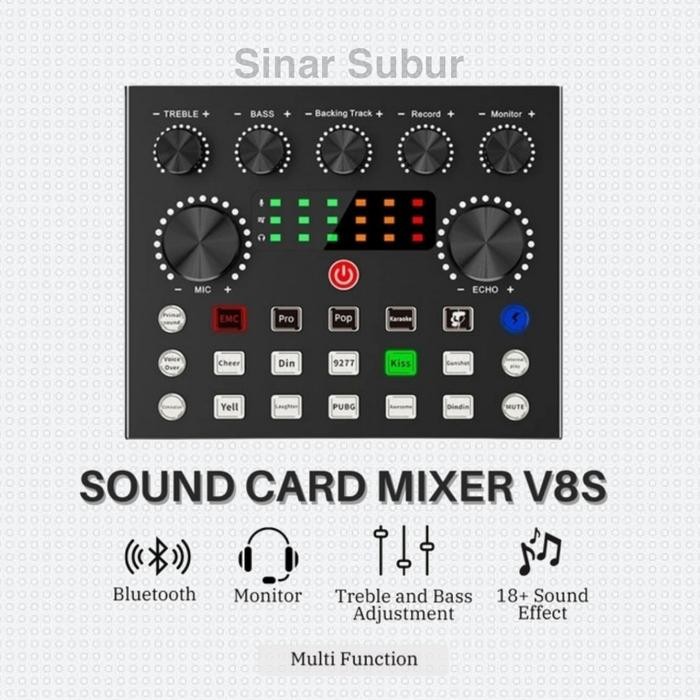 Soundcard TaffSTUDIO Mixer USB External Bluetooth Amplifier V8S