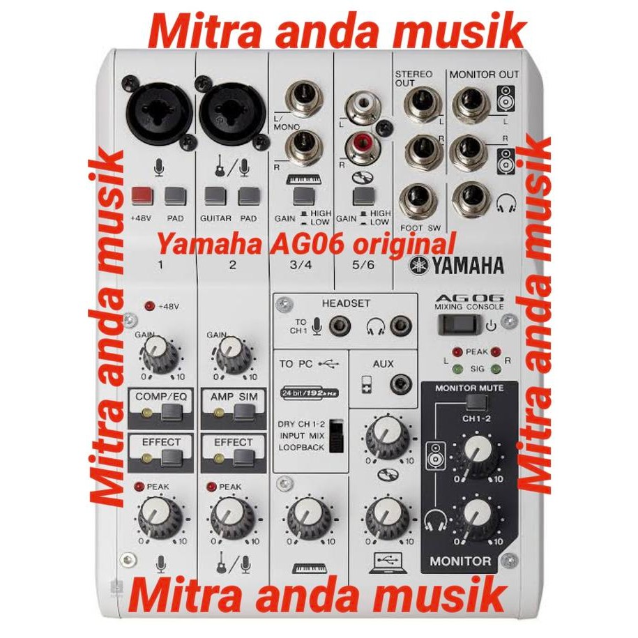 Mixer yamaha ag06 AG06 warna putih 6 channel