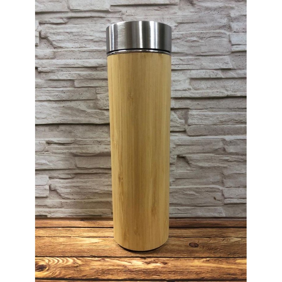 Tumbler Stainless Motif Kayu SUS 304 / Termos Bambu