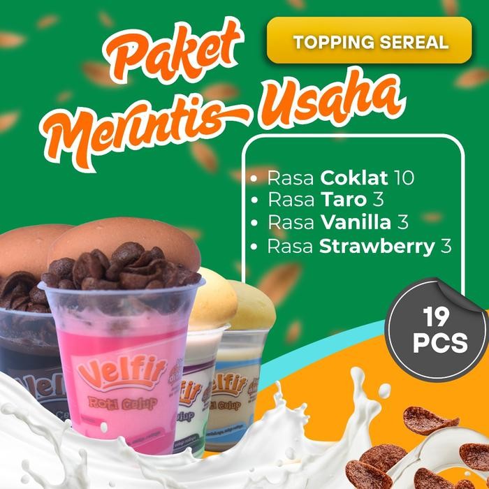 

Osyak.Mart Paket Jualan 19 Cup Velfit Roti Celup + Sereal Mix 4 Rasa , Cocok Dijual Dikantin
