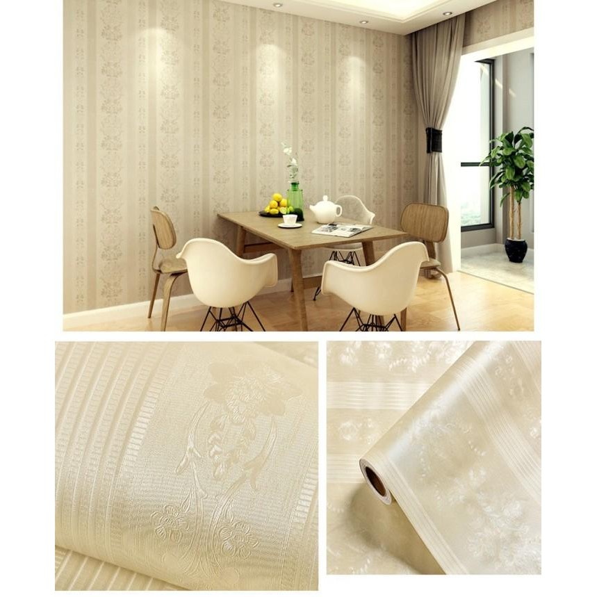 Wallpaper Sticker Dinding 3D Garis Gold Bunga Rose Salur Stiker