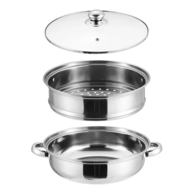 Panci Kukus Stailess Steamer 2 In 1 Soup Pot Stainless Set