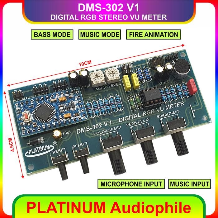 Cuci Gudang Stereo Vu Meter Modul Dms-302 V1 Digital Rgb Music Stereo Vu Meter