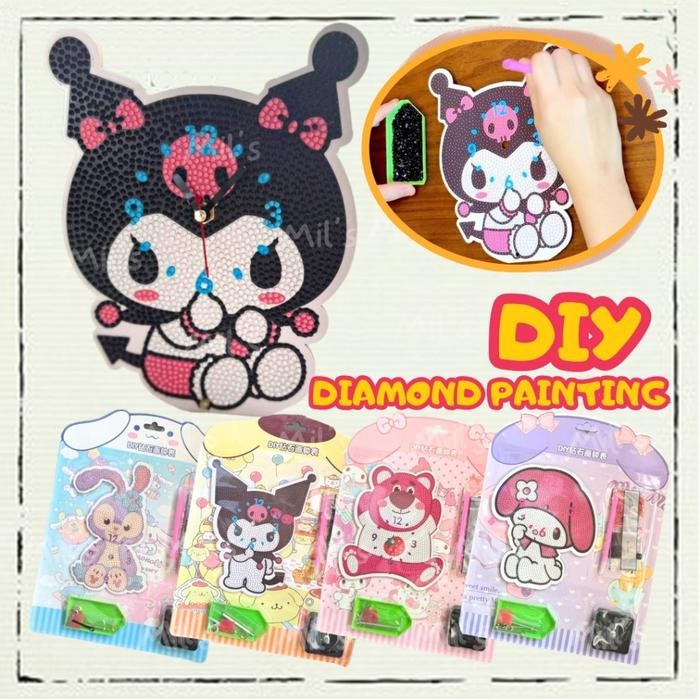 

[ CUTE MIL'S ] DIY JAM DIAMOND PAINTING CLOCK SANRIO STELLALOU KUROMI HELLO KITTY CINNAMOROLL