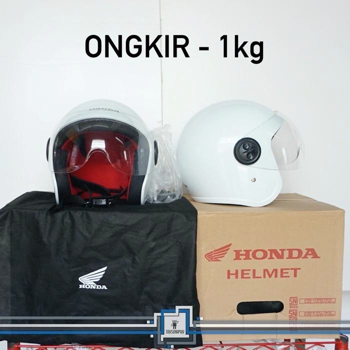 Helm Honda Scoopy White Trxs Trx S Ori & Sni Half Face Retro -