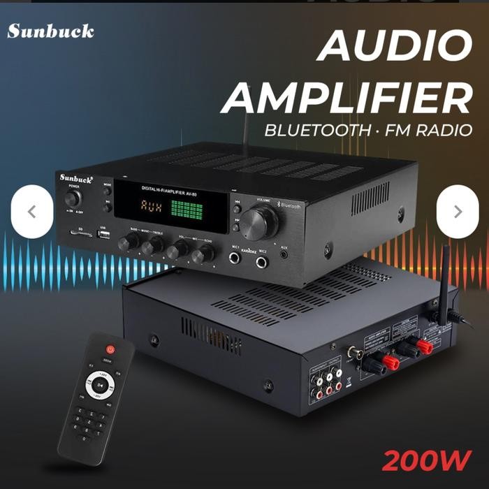 Amplifier Bluetooh Usb Amplifier Sunbuck Av-80 Top suara *