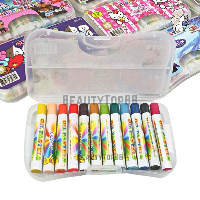 Crayon Mini 12 Warna / Krayon Set Kecil Anak / Oil Pastel Fancy HW-12 *