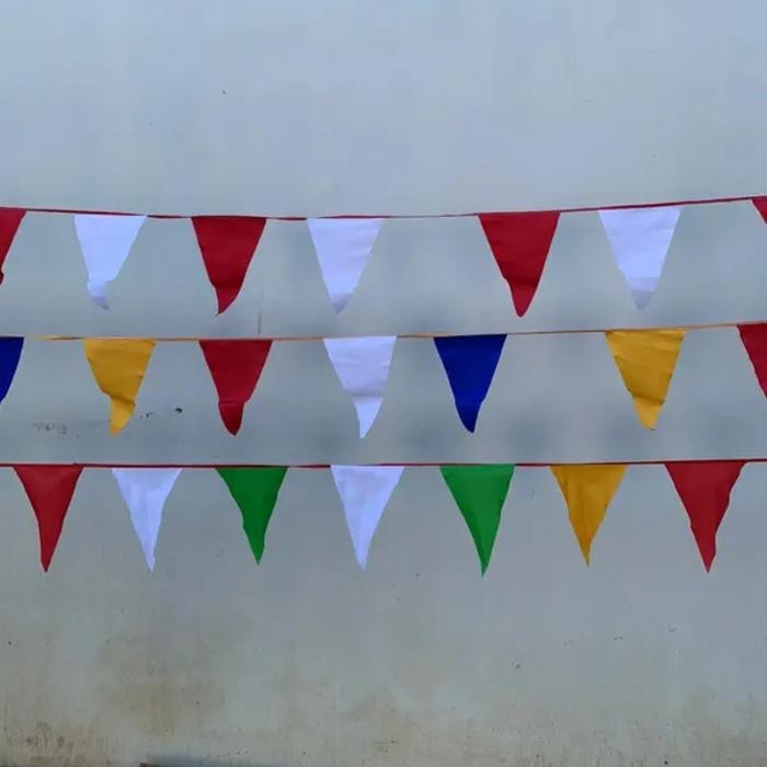 (20Pis) Bendera Karnaval Renteng Merah Putih Kain 90 Meteran Pasti Ori