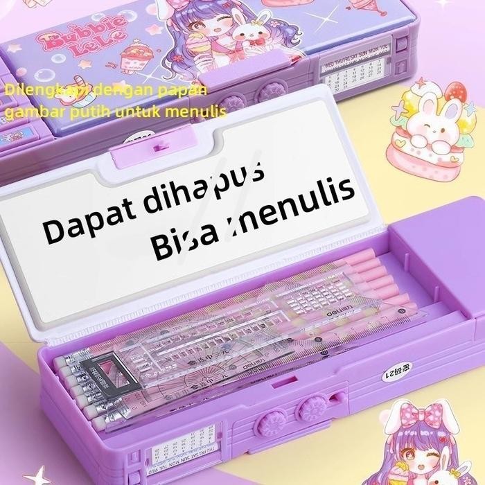 

Ready StockKotak Pensil/Bahan Tahan Air Kuromi Tempat Pensil Password /Multifungsi Lapis Ganda