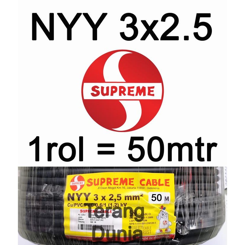 Kabel NYY 3x2.5 Supreme Kabel Tunggal Hitam 3x2.5 Kabel Supreme NYY 3x