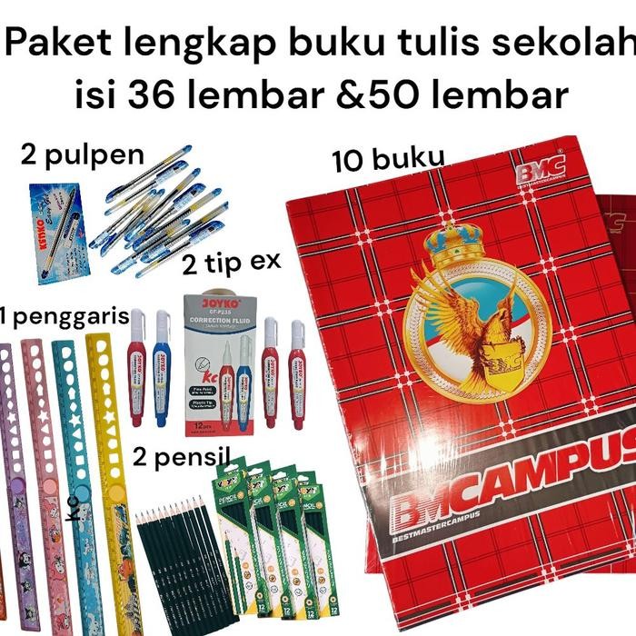 

ASLI PROMO PAKET LENGKAP BUKU TULIS BESAR SEKOLAH BMCAMPUS KWARTO ISI 36 LEMBAR 1 PACK 10 BUKU DAN 5