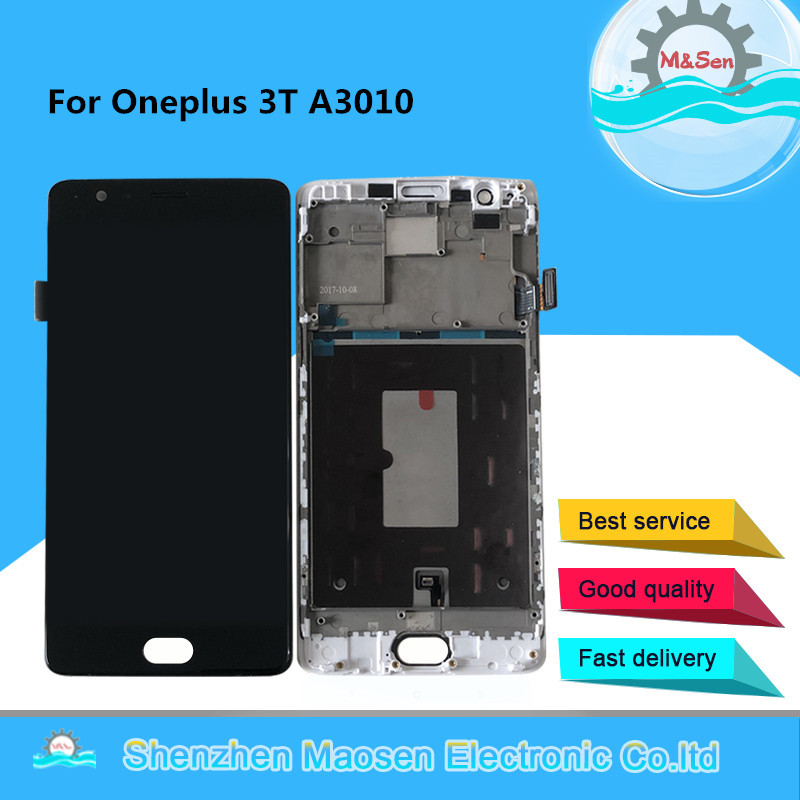 Original AMOLED M&Sen 5.5" For Oneplus 3T A3010 LCD Screen Display+Touch Panel Digitizer Frame For O