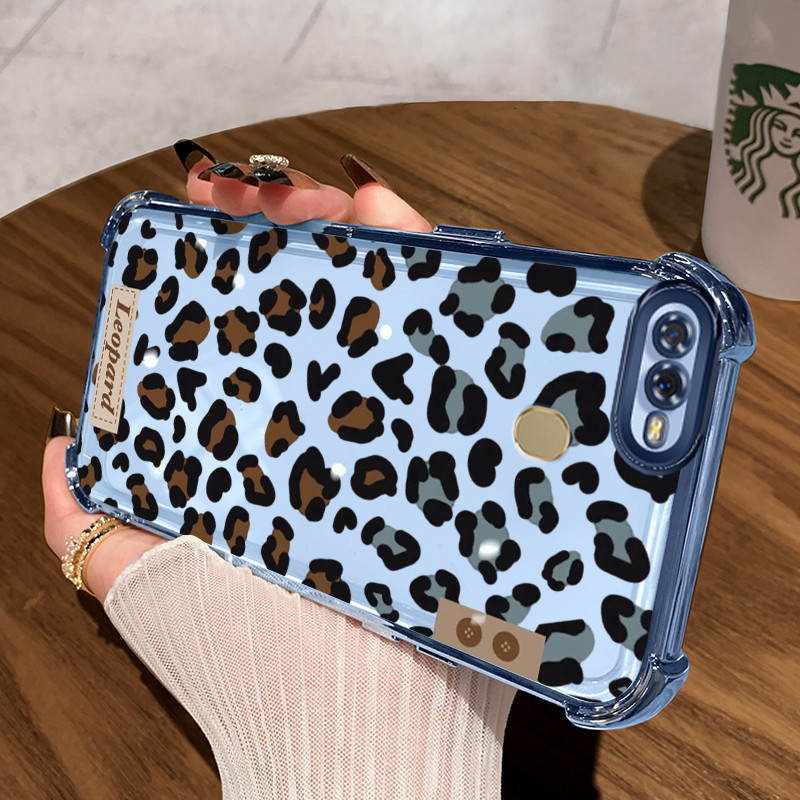 Casing Hp untuk OPPO A7 A5s A12 A12s A11K Case Kasing Cetakan macan tutul Perlindungan airbag Berkil
