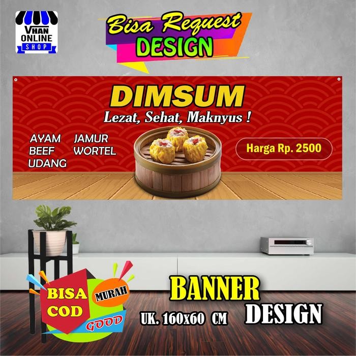 

Spanduk Banner Dimsum, Siomay, Makanan Kekinian, Makanan Viral Keren