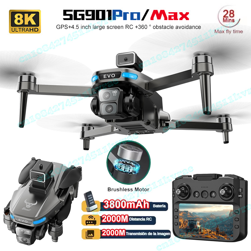 IMPORT SG901 Pro / MAX FPV Drone with Camera Professional 8K HD Camera 5G WIFI GPS Drones 4.5 Inch