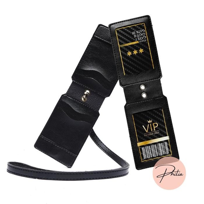 

NAME TAG KULIT DUA SISI LANYARD ID CARD HOLDER 2 SISI Tali Lanyard