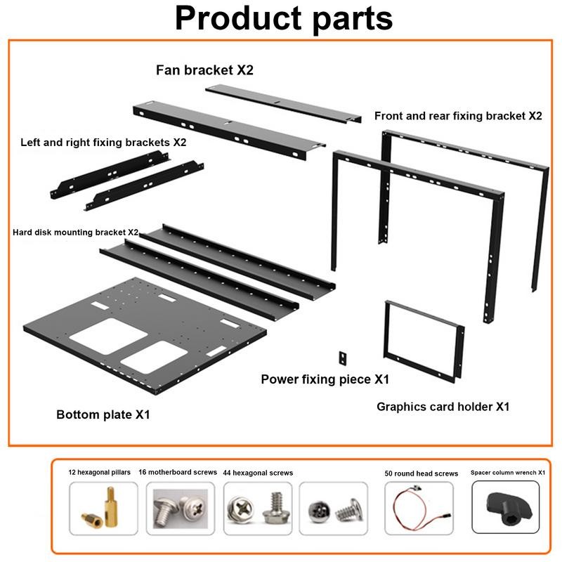 Mining Rig Frame Open stackable hard drive rack supports EATX motherboard with 24 mechanical hard