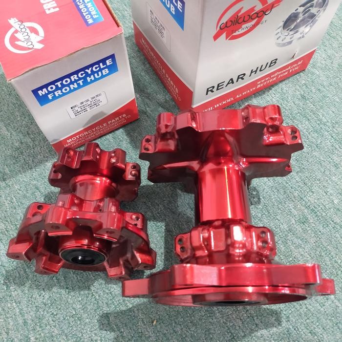 Tromol crf set depan belakang 32 36 hole double bearing merah wilwood *