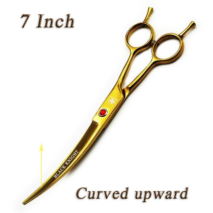 Pet Scissors 7" Upward Curved Pet Grooming Scissors Professional Gold