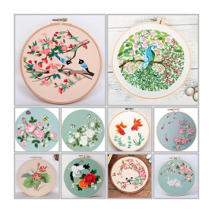 

diy kit bordir jepang sulaman rajut kristik embroidery hoops creme