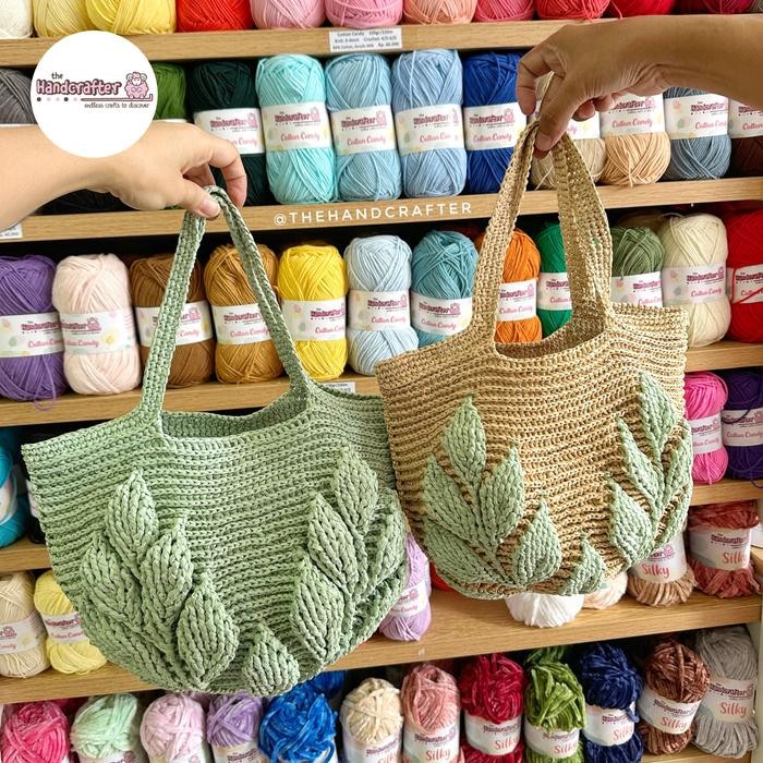 

DIY paket tas rajut crochet leaf bag