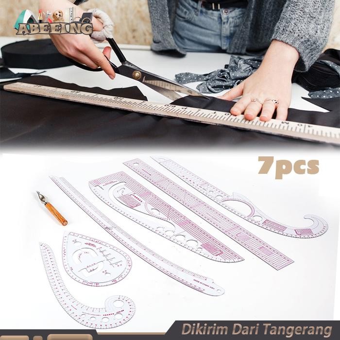 

Isi 7 Penggaris Pola Jahit Set Multi Function Sewing Rulers