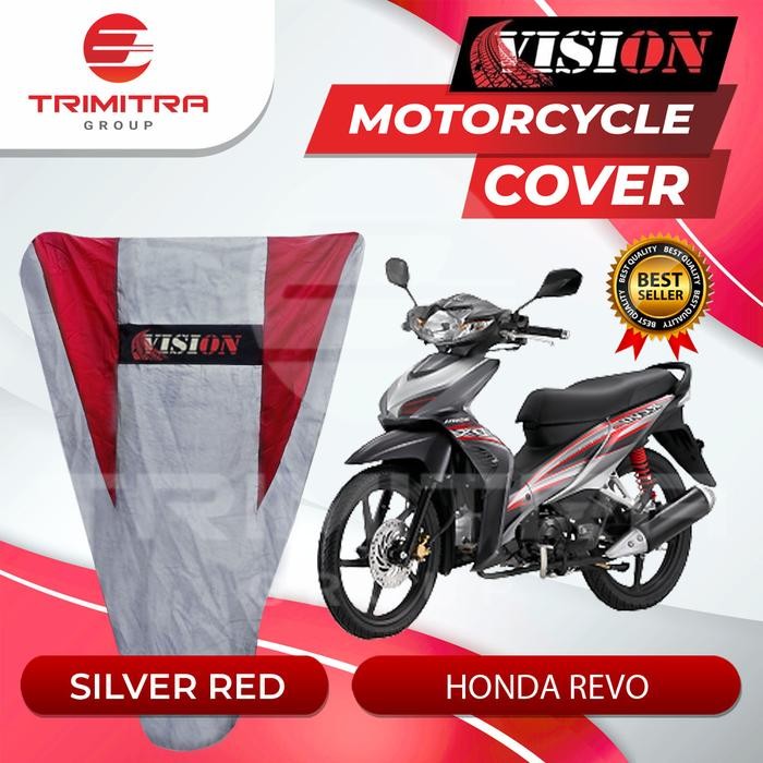 Cover Motor Selimut/Sarung Mantel Motor Revo Vision Silver Merah