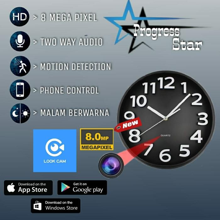 CCTV Wifi Camera Jam Dinding Hidden Spy Cam Kamera Pemantau Keamanan