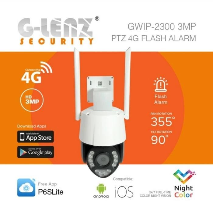 GLENZ CCTV TANPA WIFI SIM CARD 4G PTZ CAMERA GWIP 2300 (3MP)