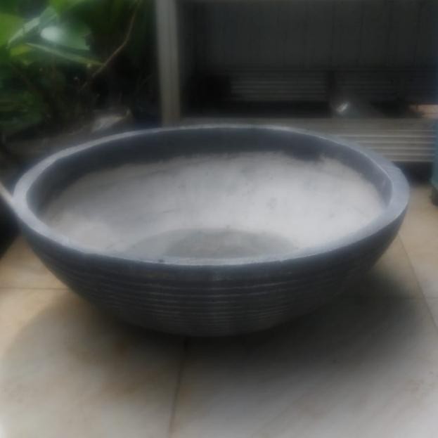 Pot Batu Bulat Taman Teratai atau Air Mancur Khusus Grab atau Gojek In