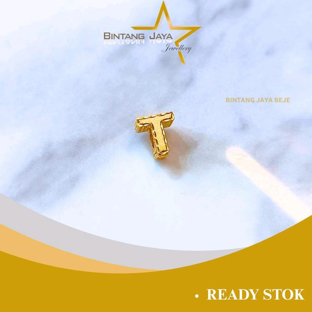 Liontin Emas Asli Huruf T P4ND0R4 - Kadar (16K) - 0,60 gram - Simbol Istimewa untuk Momen SpesiaLM99