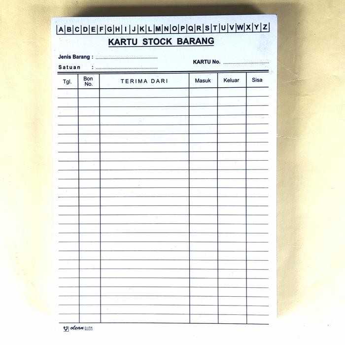 

kartu stok barang ukuran A5