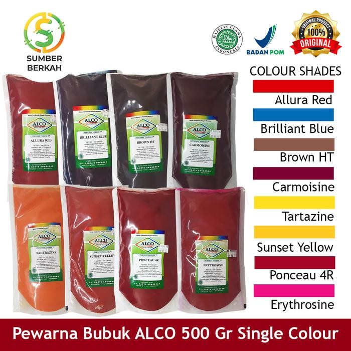 

Pewarna Makanan Kue Bubuk ALCO 500 gr Single Colour Bahan Baking Cake