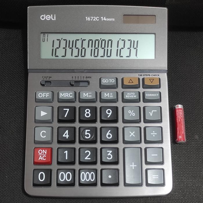 

Kalkulator Besar 14 Digit Cek Ulang Metal Baterai AAA A3 Deli E1672